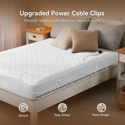 King Size Heated Mattress Pad – Luxury Dual Control Electric Bed Warmer, Machine Washable, Auto Shut-Off, Adjustable Heat Settings for Master Bedroom Comfort