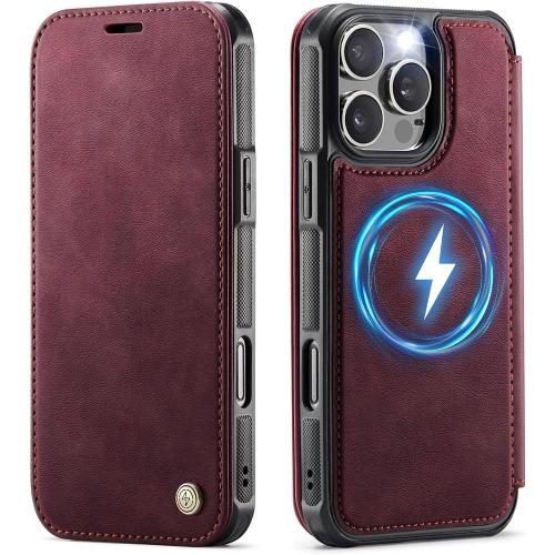 for iPhone 16 Pro Wallet Case Compatible with Magsafe, Burgundy