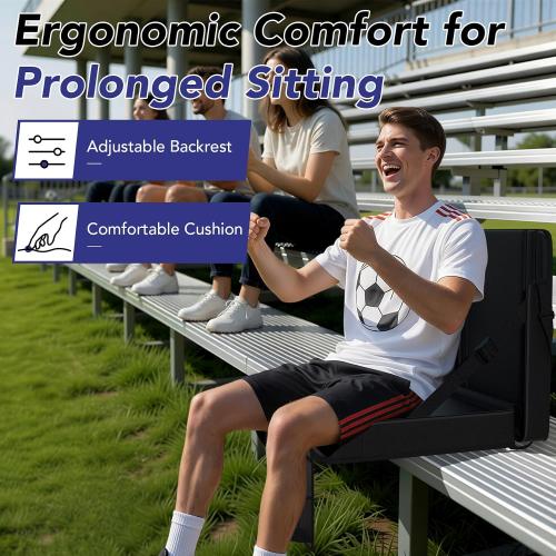 Stadium Seats with Back Support 2PACKS Adjustable Bleacher Chairs with Back and Cushion Bleacher Seat with Cup Holder, Carry Handle & Shoulder Strap for Outdoor Sports Events, Picnics, Beaches