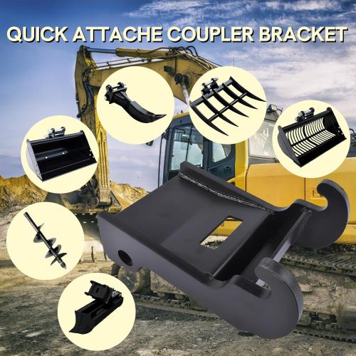 X-Change Coupler Bracket for Bobcat Mini Excavator Attachments, Quick Attach Bucket Mount, Black Hardened Steel, Durable and Corrosion-Resistant, Fits Bobcat E-Series Models.