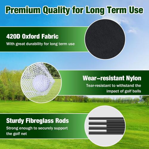 MoKo Golf Net with Practice Mat, 10 x 7 ft Golf Hitting Net for Outdoor Indoor Backyard Driving Chipping Swing Training, All-in-One Multi-Target Training Aid Practice Nets with Tri-Turf Mat & Balls