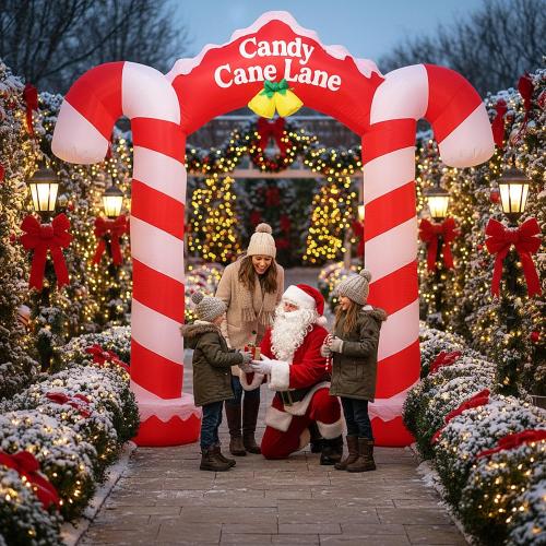 Soulchen 10ft 2025 Giant Candy Arch Inflatable Decoration Merry Christmas Arch Outdoor Decoration Built-in LED Light Blower Suitable for Indoor Outdoor Garden Yard Christmas Holiday Decor (Candy)