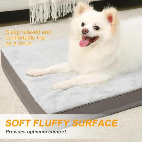 KSIIA Orthopedic Dog Bed, Deluxe Plush Waterproof, 29 x 18 Inch, Gray, 3-Inch Thick High-Density Egg Crate Foam, Removable Cover, Machine Washable