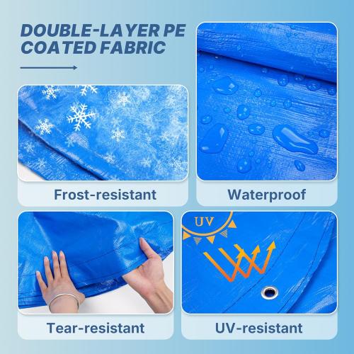 Size 18' Round Pool Cover for Above Ground Pools - Winter Above Ground Pool Cover Kits with 3.6' Pool Pillow, 12 Pool Cover Weights, Wirerope & Rope Tensioner and Hooks, Pool Winter Cover Accessories