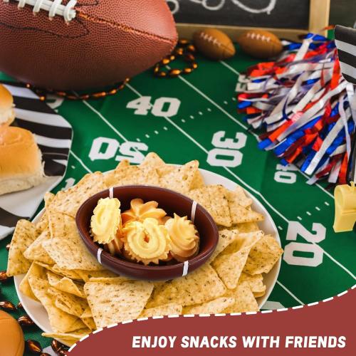 3 Pcs Football Snack Bowl Reusable Resin 4.72 Inches Football Serving Trays Platter Serving Dishes for Tailgate Dinner Sports Event Game Day Birthday Party Decorations Everyday Use