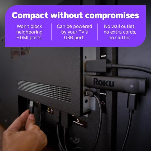 Roku Streaming Stick Plus 2025 - 4K & HDR Roku Streaming Device for TV with Voice Remote - Free & Live TV