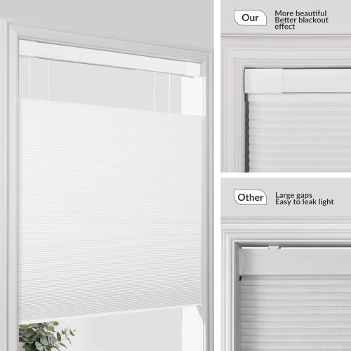 BERISSA Top Down Bottom Up Cordless Cellular Shades No Tools No Drill Honeycomb Blinds for Windows Shades for Indoor Windows Easy to Install,30 W x 72 H Blackout White,Fast Arrival