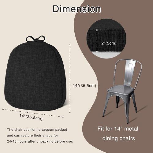 Set of 4 Color Black Chair Cushions for Dining Chairs Set of 4 Non Slip Thick Textured