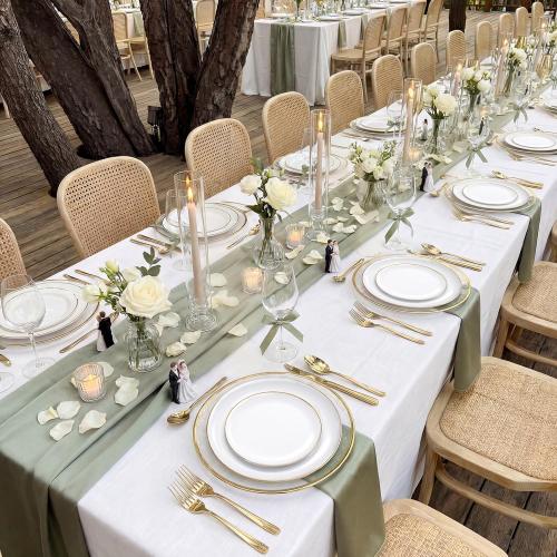 KIRE 100PCS Disposable Plates - White with Gold Rim for Easter/Wedding/Spring Party- Includes 50Pieces 10.25inch Dinner and 50Pieces 7.5inch Dessert/Salad Plates