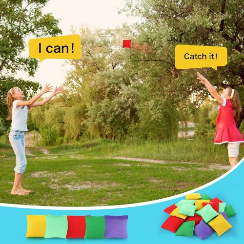 Skylety 30 Pack Small Bean Bags for Tossing Cornhole Games Bulk Kids Mini Nylon Colorful Bean Bags for Outdoor Throwing Sack Fun Sports Family Hand Toss Games
