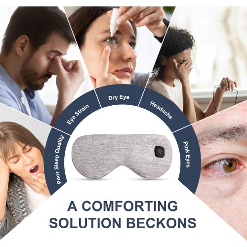 Heated Eye Mask Cordless, Warm Eye Compress for Dry Eyes Stye Blepharitis Chalazion MGD Eye Treatment, Heat Therapy to Unclog Gland, Soothe Tired and Sore Eyes (Gray)
