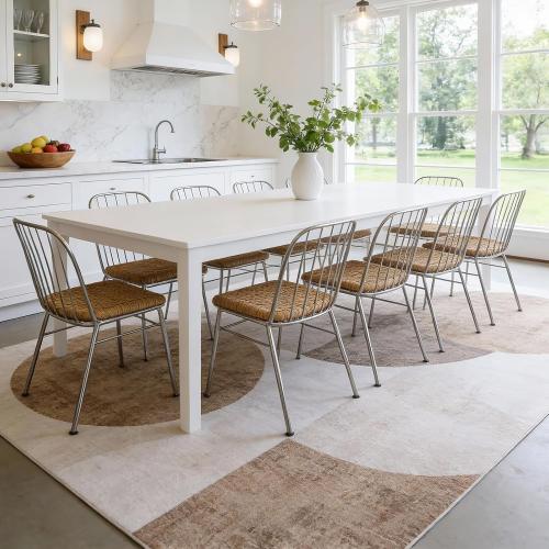 Washable Area Rug 8x10, Large Soft Rugs for Living Room Brown Carpet 8x10 Area Rugs for Bedroom Dining Room Non-Slip Stain Resistant Under Table Rug