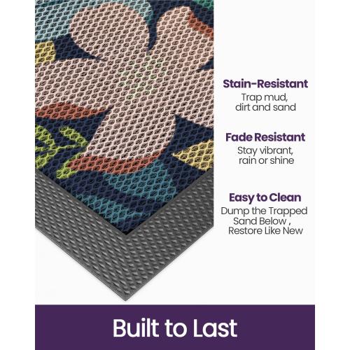 DEXI Front Door Mat Outside Entrance, Spring Welcome Entryway Doormat Dirt Trapper, Heavy Duty Non Slip Large Entry Mats for Patio Garage Porch Home Decorative, 4x6, Colorful Floral
