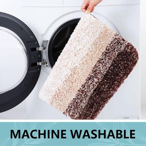 Brown Arotive Microfiber Bathroom Rugs, Shaggy Soft and Absorbent Bath Rug, Non-Slip, Thick Plush Machine Washable Dry Bath Mats for Bathroom, Tub and Shower, Brown