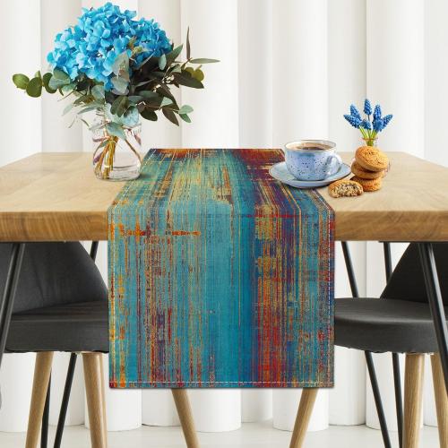 Small Table Runner Vintage Abstract Blue and Orange Table Runner Messy Rust Painting Farmhouse Coffee Table Runners for Kitchen Dining Table Home Decor 36