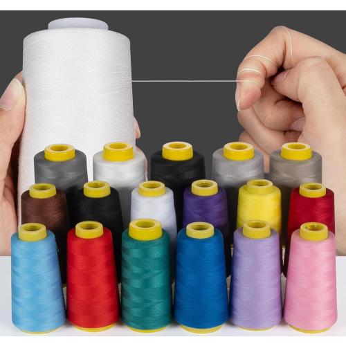 4 Pack White Sewing Thread, Serger Thread Cones of 3000 Yards Each, All Purpose Polyester Sewing Serger, Quilting, Piecing, Overlock Machine
