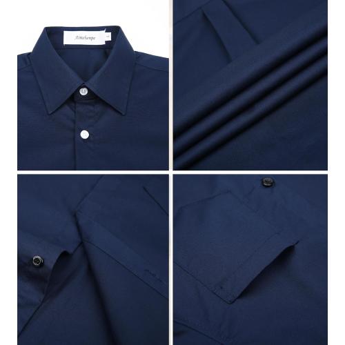 Size S....Boys Short Sleeve Dress Shirts Solid Poplin Soft Stretch Fabrics with Two Bow Tie Set