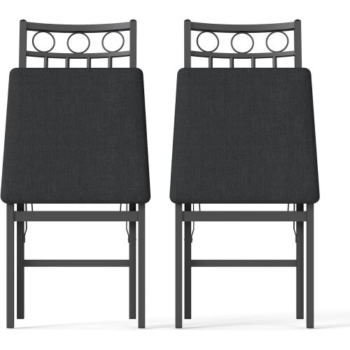 JOIN IRON Folding Dining Chair Set of 2, Rustic Brown Wood Seat with Metal Frame, Foldable Kitchen Chairs, No Assembly Required, Space Saving Chairs for Small Apartment and Dining Room (Black)