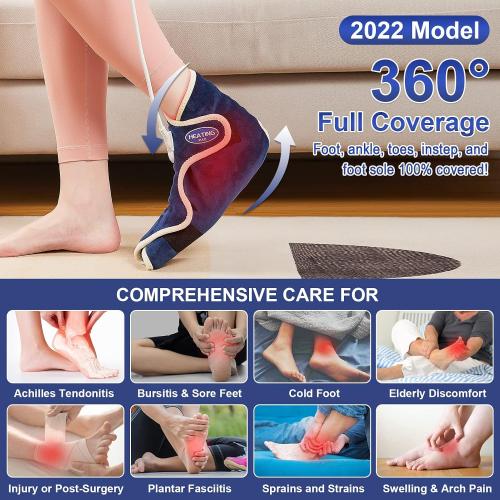 JOBYNA Ankle/Toe/Foot Warmer | Full Coverage Heated Foot Wrap |86-158℉ Continuous Setting| 10-90min Timer| Electric Heating Pad for Plantar Fasciitis Relief, Neuropathy Pain Relief for Foot(1 Pack)