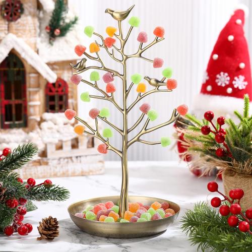 Soaoo Festive Gumdrop Tree Christmas Nostalgic Gum Drops Artificial Tree for Table Centerpiece Christmas Decorations for Tabletop Display Ornament Candy Themed Party Supplies Xmas (Antique Gold)