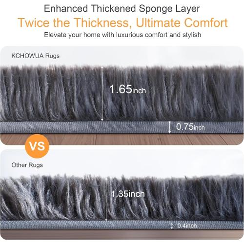 Thick Area Rug Grey Fluffy Shag 3x5 for Bedroom, Ultra Soft Plush Fuzzy Washable Throw Carpet, Modern Non Slip Cozy Furry Shaggy Rug for Living Room Kids Baby Nursery College Dorm