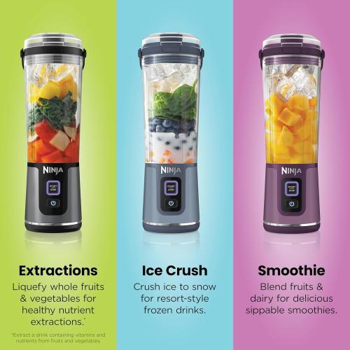 Ninja BC151BK Blast Portable Blender, Cordless, 18oz. Vessel, Personal Blender-for Shakes & Smoothies, BPA Free, Leakproof-Lid & Sip Spout, USB-C Rechargeable, Dishwasher Safe Parts, Black