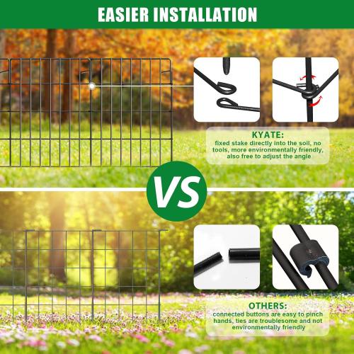 10 Pack Garden Fence Animal Barrier Fencing 1.44 inch Spacing Total 10.8ft (L) x 24in High Rustproof Metal Wire Yard Blocker Dog Fences Border for Outdoor Flower Bed Landscape Fencing Decor Black