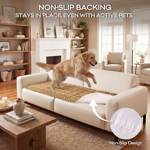 decorUhome Fuzzy Pet Couch Cover for Dogs, Non-Slip Sofa Covers for Sofa Couch Arm, Soft Thick Furniture Couch Protector, Washable Sofa Slipcovers, Camel, 27.6 x 27.6