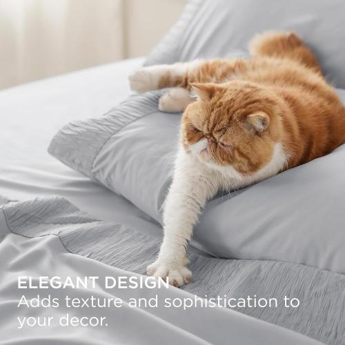 Bedsure King Size Sheets Set - 4 Pieces Soft King Sheets - Breathable & Cooling - Hotel Luxury - Easy Care Polyester Microfiber Bedding for Women, Men, Light Grey