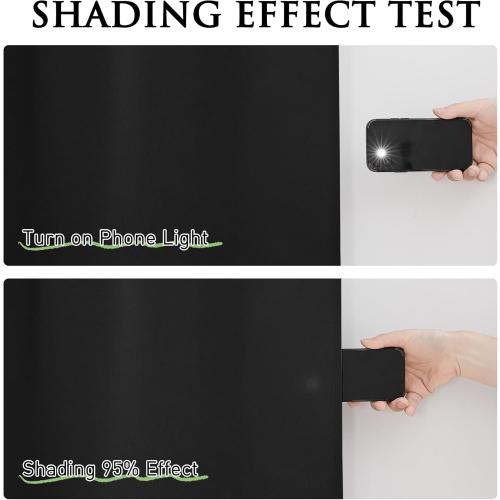 KGORGE 100% Blackout Curtains Liners - Sunlight Block Insulated Window Drapery Liner Thermal Insulation Drapes, Lining Easy Installation, Bonus Hooks Included (2 Pieces, 45 Wide by 77 Long, Black)