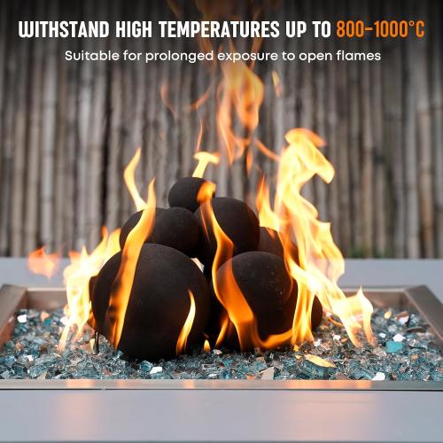 Stanbroil 12PCS Ceramic Fireplace Balls, 4 Sizes Mixed, Black