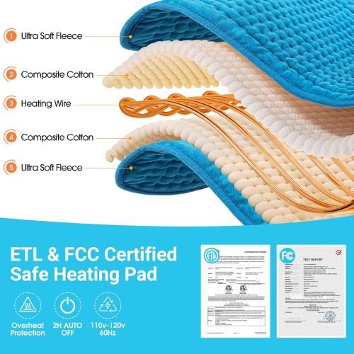 Boileau Electric Heating Pad for Back Pain Relief, Extra Large 17x33 XXXL | Ultra Soft, FSA, HSA 3 Heating Sets Heat Pad & Auto Shut Off for Period Cramps,Neck,Shoulder,Full Body, Gifts for Women Men
