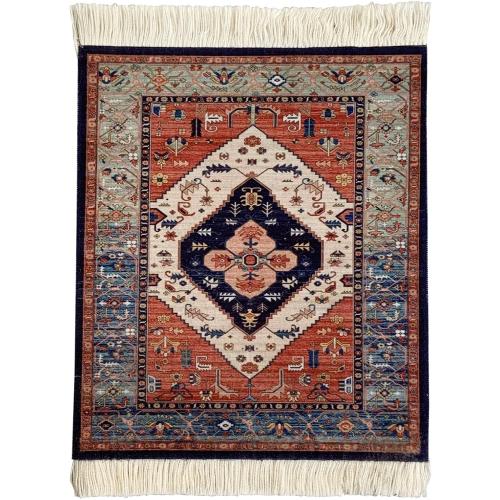 Persian Style Carpet Mouse Pad – Vintage Miniature Bohemian Rug Desk Pad, Non-Slip Computer Mouse Mat with Fringed Edges, Elegant Table Decor for Home & Office Accessories