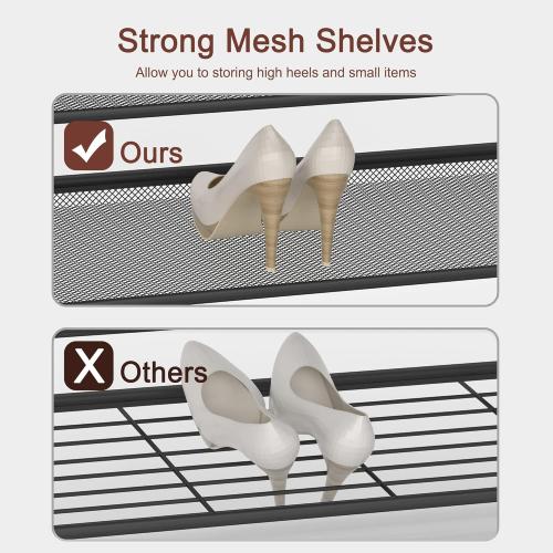 Industrial Shoe Rack - Sturdy Steel Entryway Shoe Organizer with Spacious Top - Strong Mesh Shoe Storage Shelves - Adjustable Shoe Stand for Closet Organization (4-Tier)