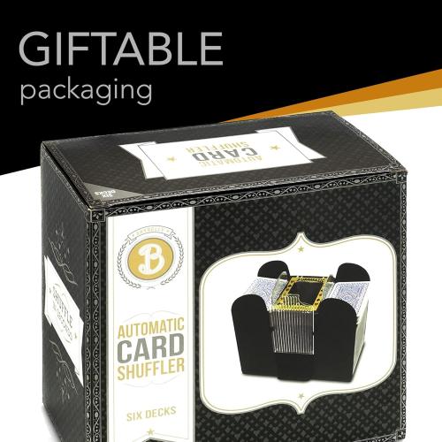 Brybelly Automatic Card Shuffler 6 Deck - Battery Operated Card Shuffler for Standard-Size Cards - Single Button Operated Card Shufflers for Poker, Blackjack, Canasta and Other Card Games