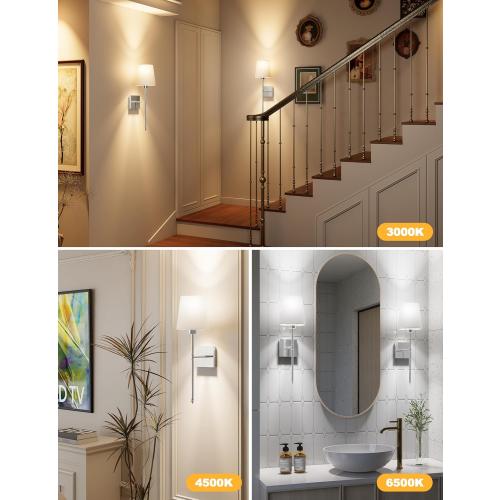 Battery Operated Wall Sconce Set of 2, Rechargeable Wall Lights with 5200 mAh Detachable Bulbs and Fabric Shade, 7 Color Dimmable Sconce Wall Decor for Bedroom, Living Room, Entryway (Silver)