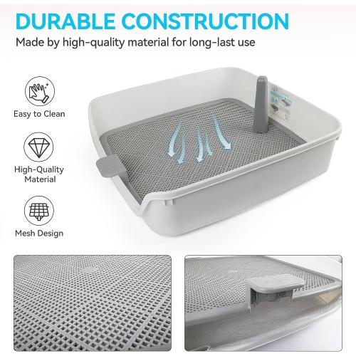 ALL FOR PAWS Dog Potty Tray, 24.8x24.8Indoor Pet Pee Pad Holder with Pee Post, Puppy Potty Trainer, Dog Litter Box and Pet Toilet for Small Medium Dogs, Housebreaking Supplies(Pee Pads Not Included)