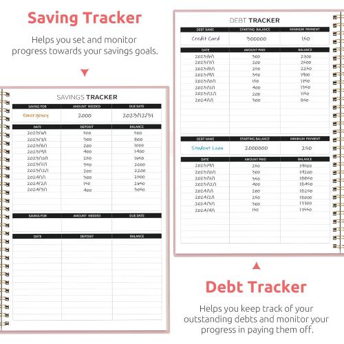 Budget Planner - Monthly Budget Book with Expense Tracker Notebook, Undated Bill Organizer & Finance Planner to Take Control of Your Money, Account Book to Manage Your Finances-Pink
