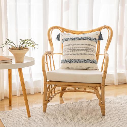 BUIOVBEY Boho Throw Pillow Covers Woven Tufted Pillow Cases with Tassels