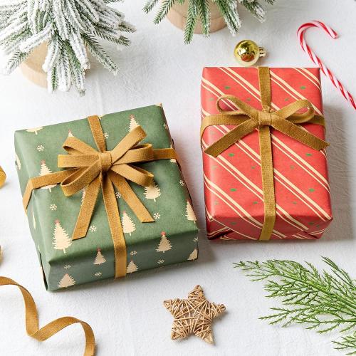 Antique Gold Velvet Ribbon, Double Faced 3/8 Inch 10-Yard Ribbon for Christmas Tree, Gift Wrapping, Bow Making, Handmade Crafts, Wreath Decoration