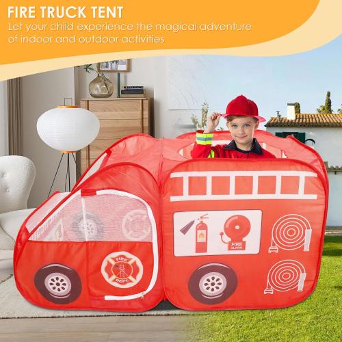 Pop Up Play Tent Large, Play Tent for KDS, Role Play Firefighter Tent, Fire Truck Play Tent for Kids, Truck Tent Playhouse Toy Play Tents for Toddlers 3-5 Kids Tent Indoor Outdoor Playhouse Toys