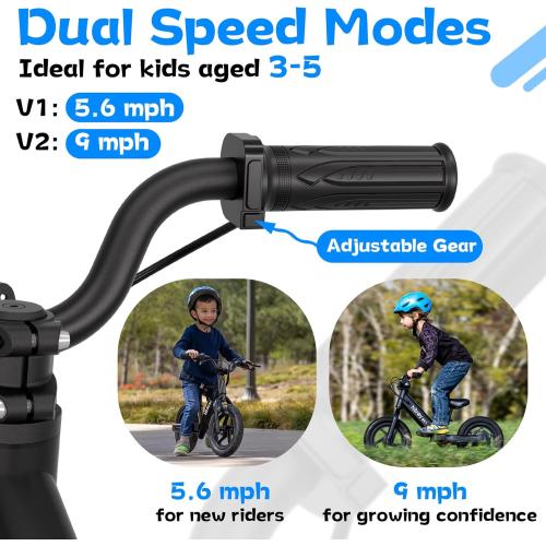 Hiboy Electric Balance Bike for Kids, 12-Inch Tires, 5.6/9 mph, Adjustable Seat, Up to 4.9 Miles, Electric Bike for Kids Ages 3–5