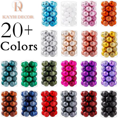 34ct White Mini Christmas Ball Ornaments Shatterproof Plastic Christmas Tree Decorations for Xmas Party Home Office Holiday Decor -Small Size (1.57/ 40mm)
