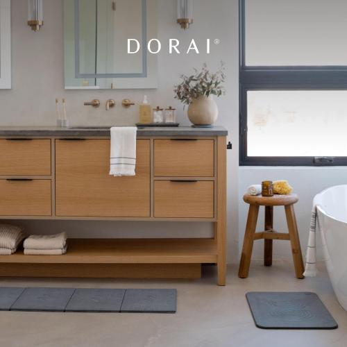 Dorai Home Stone Bath Mat for Bathroom | Quick-Drying Diatomaceous Earth Shower Mat, Non-Slip Natural Stone Modern Bathroom Rugs, Customizable Design | Slate, Large - 32.1 x 22.8 x 0.6