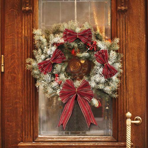 Syhood Christmas Wired Velvet Ribbon with Gold Edge, Waterproof Wrapping Velvet Decoration Ribbon for Xmas Wreath Bows Floral Craft Ornaments(Burgundy,2.5 Inch by 15 Yard)