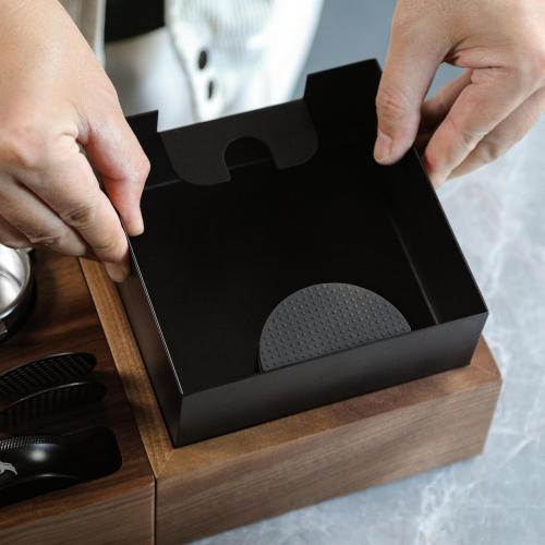 Wooden Espresso Knock Box Walnut Dump Bin for Coffee Grounds Disposal Durable, Shock-Absorbent Espresso Machine Accessories, Easy to Clean Tamping Station