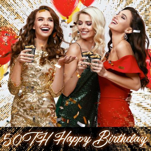 40 Pack 50th Birthday Cups Cheers to 50 Years Birthday Party Cups Gold and Black Plastic Stadium for Decorations Party Favors Men Women Wedding Anniversary Supplies