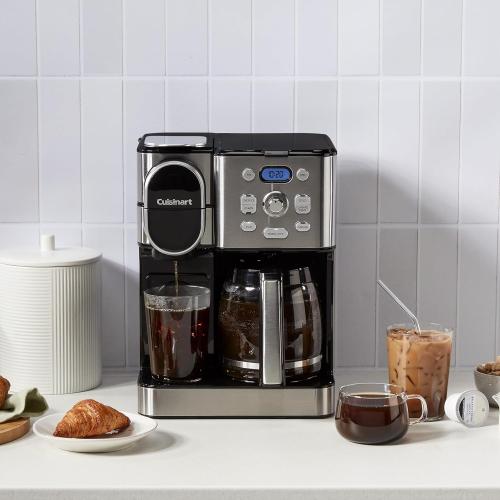 Cuisinart 12-Cup Coffee Maker, Single-Serve Brewer Glass Carafe, Automatic Hot & Iced Coffee Machine, Brew Strength Control and Pause, SS-16, Stainless Steel