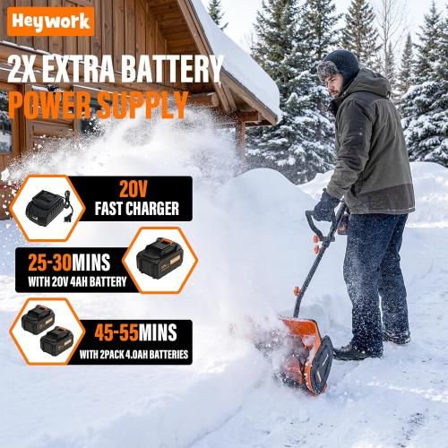 Cordless Snow Shovel, 20V 13-Inch Battery Powered Snow Thrower, Battery Snow Blower with Directional Plate & Adjustable Front Handle(4.0Ah Li-ion Battery*2 & Fast Charger Included),SS13D12