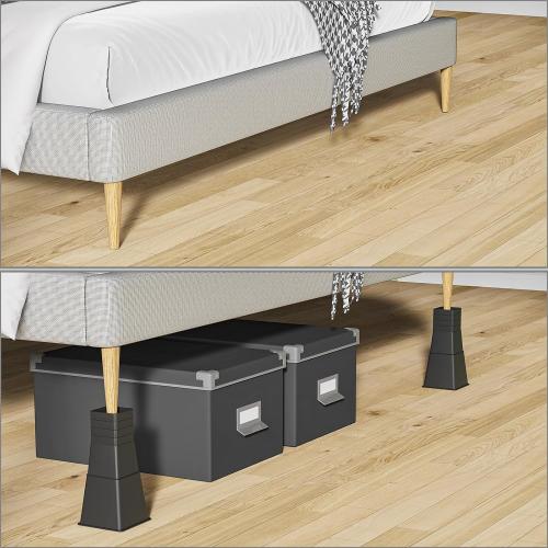 ‼️has mild stains and scratches ‼️12 inch Bed Risers Heavy Duty, Adjustable Furniture Risers for Bed, Sofa, Table, Chair, Support up to 1500 Lbs (Set of 4, Black)